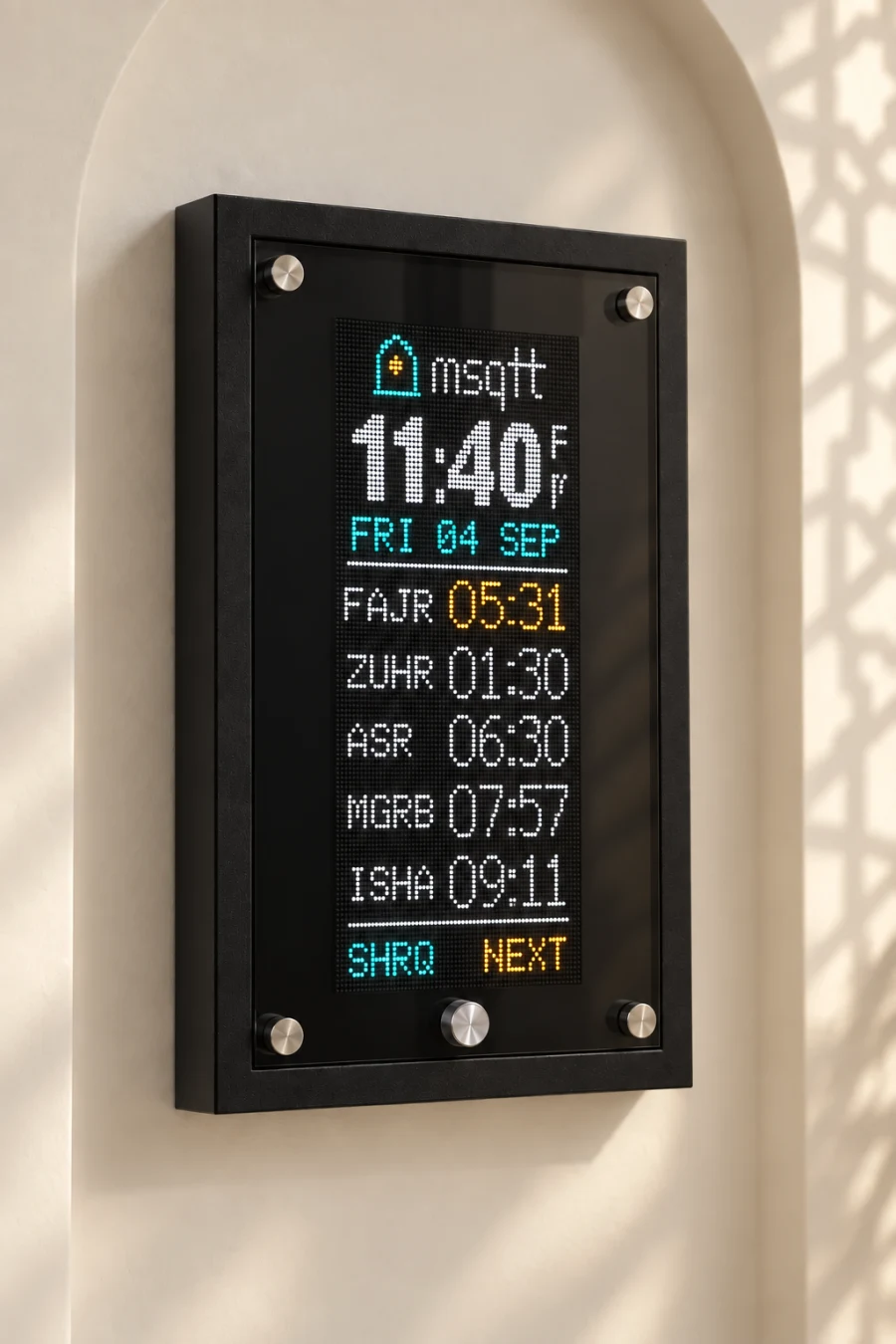M130 showing a full daily prayer timetable